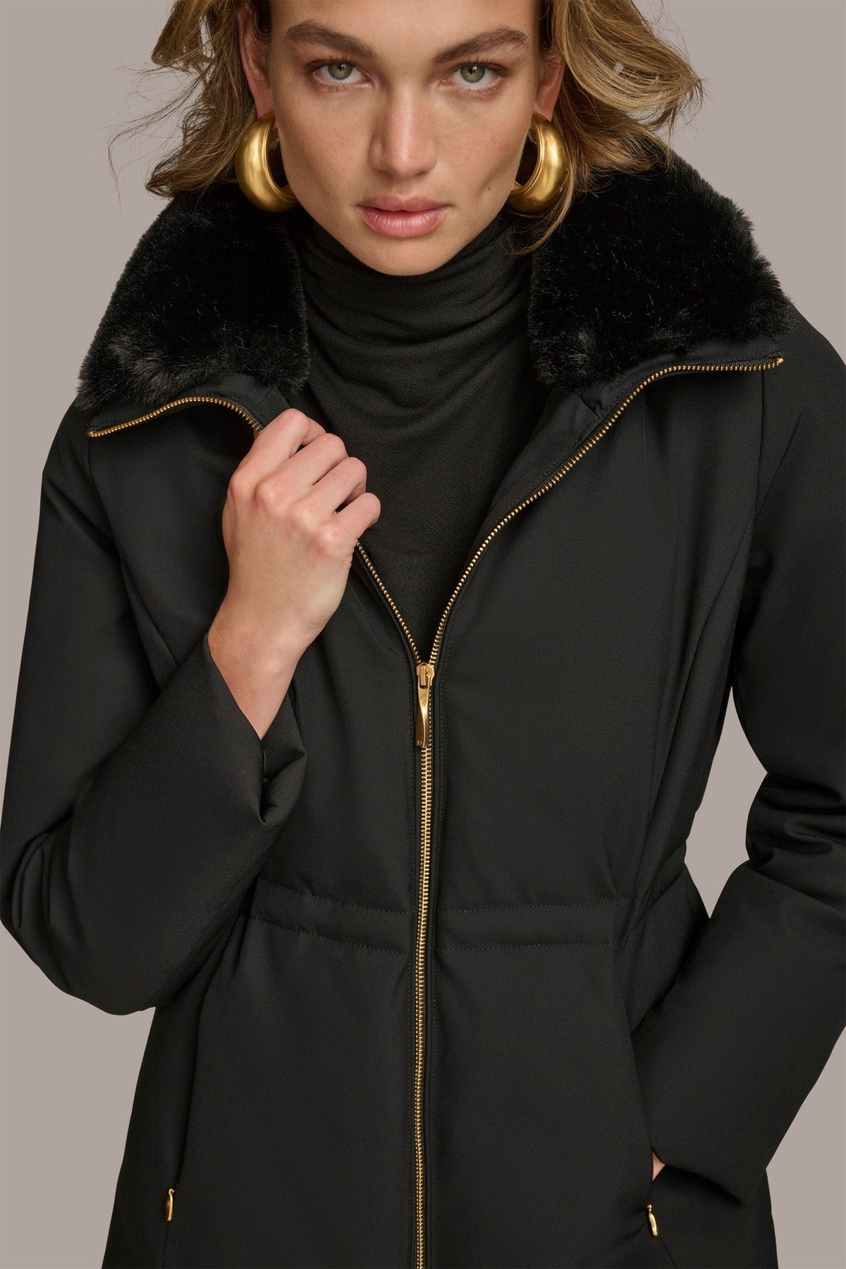 Donna Karan FAUX FUR LINED PUFFER