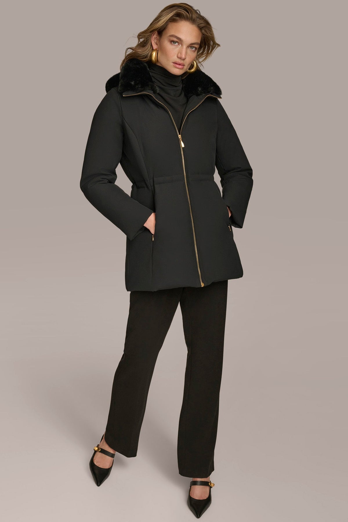 Donna Karan FAUX FUR LINED PUFFER