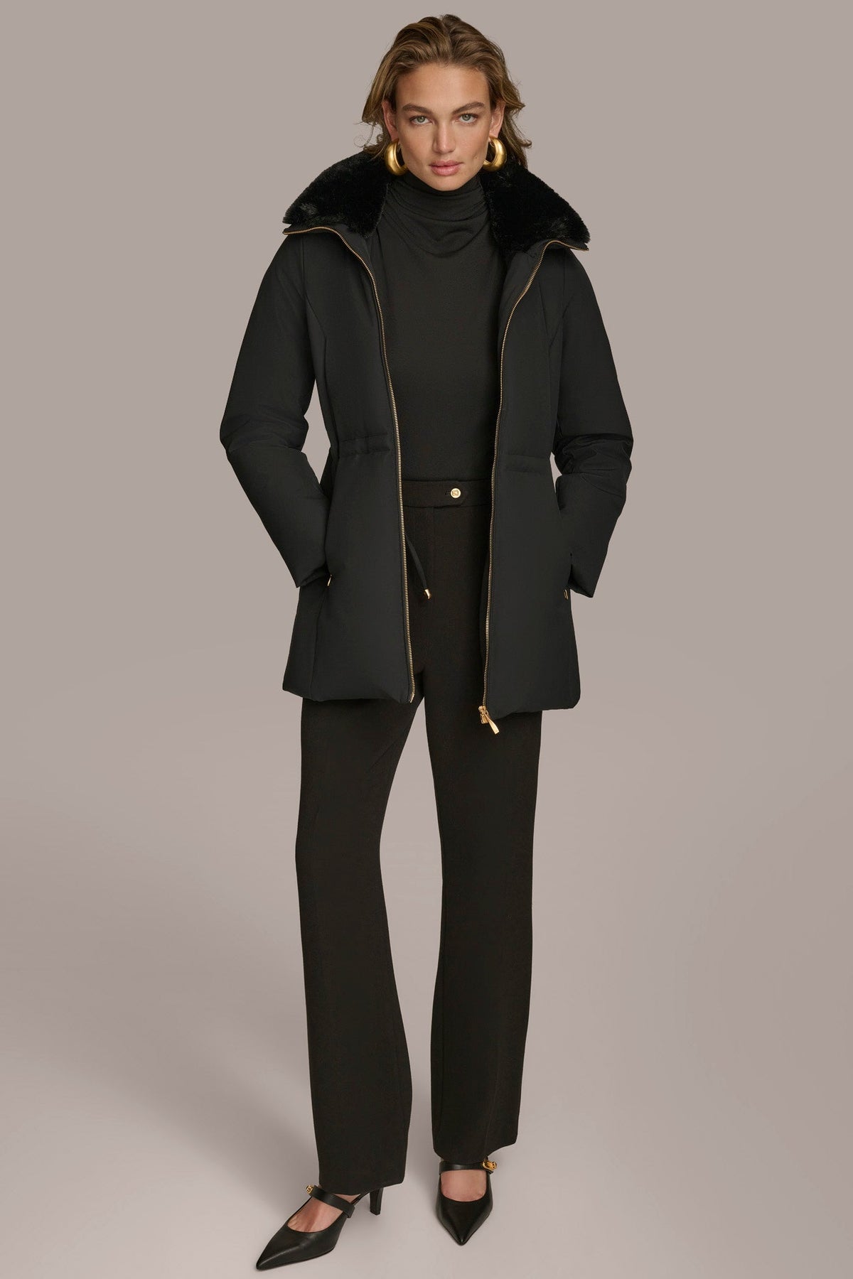 Donna Karan FAUX FUR LINED PUFFER