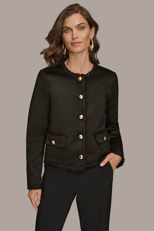 Donna Karan FAUX-SHEARLING BOXY COAT