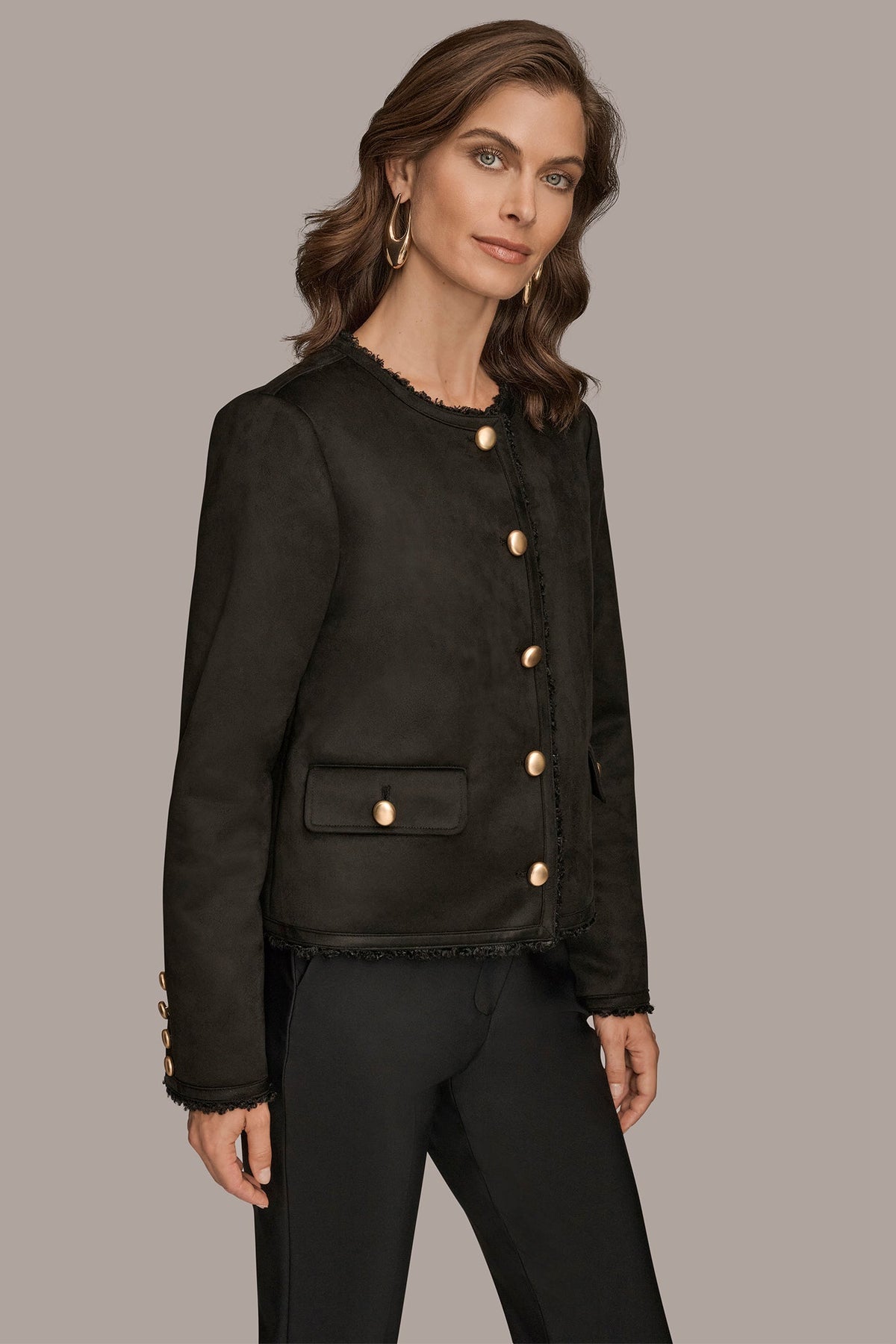 Donna Karan FAUX-SHEARLING BOXY COAT