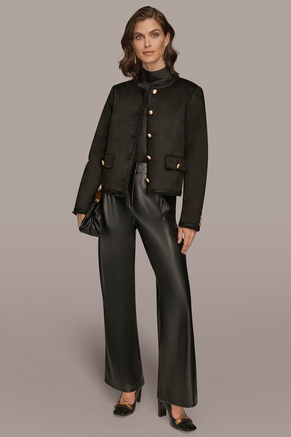 Donna Karan FAUX-SHEARLING BOXY COAT