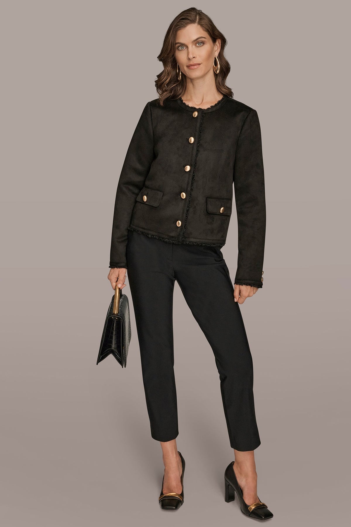 Donna Karan FAUX-SHEARLING BOXY COAT