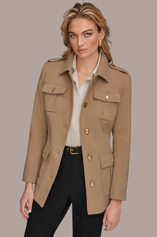 Donna Karan BELTED MILITARY BLAZER