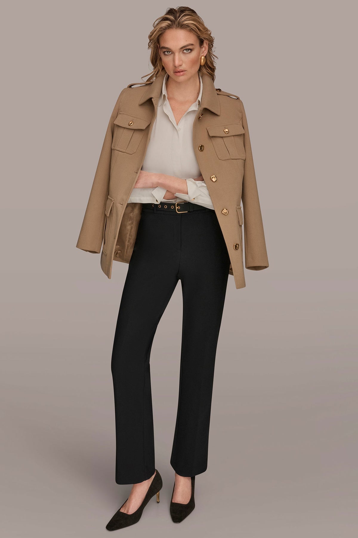 Donna Karan BELTED MILITARY BLAZER