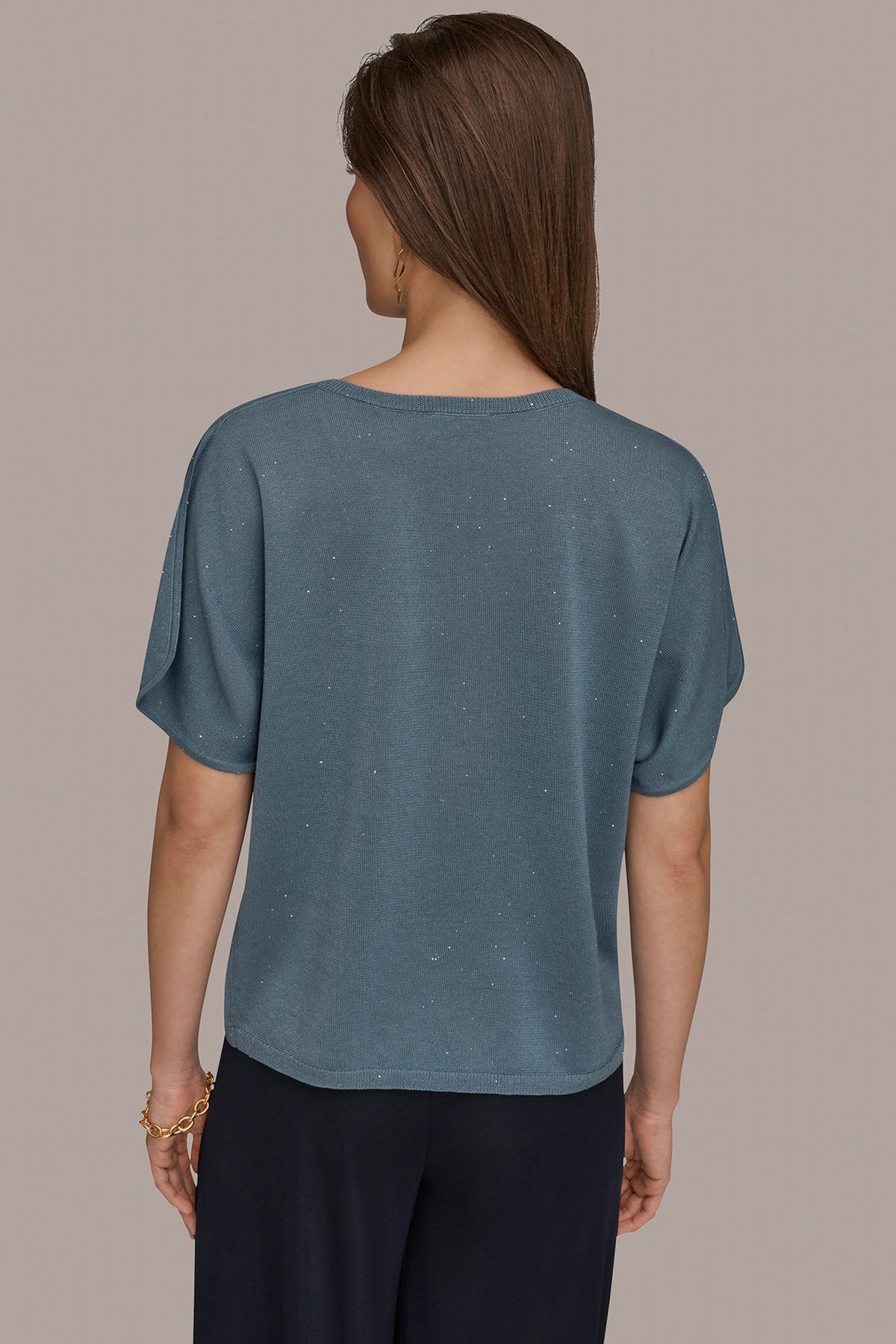 Donna Karan SEQUIN SPLIT SLEEVE SWEATER
