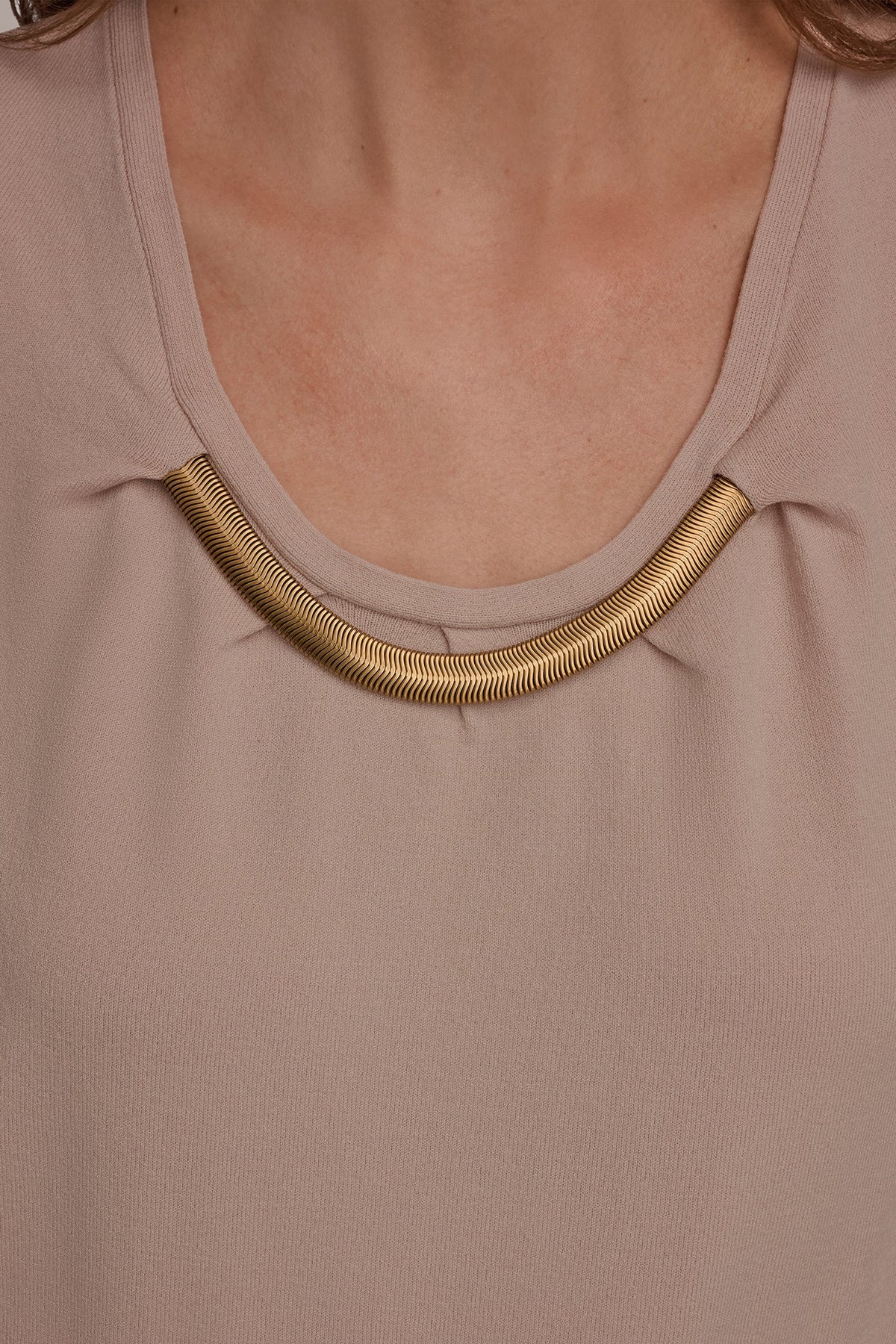Donna Karan CAP SLEEVE METALLIC TRIM SWEATER