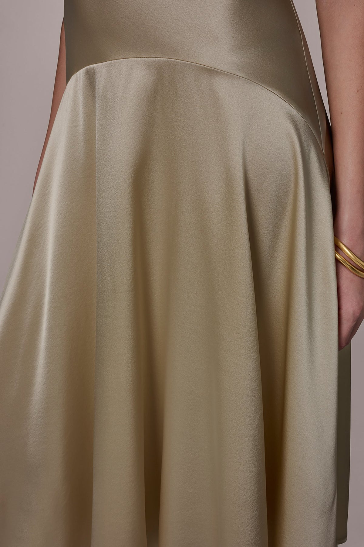 Donna Karan SILK-CHARMEUSE MIDI A-LINE DRESS