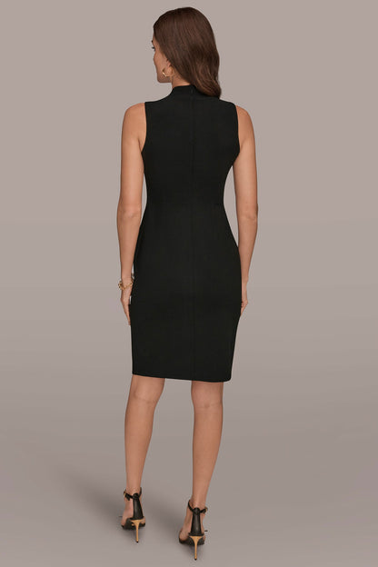 Donna Karan SLEEVELESS WRAP V-NECK SHEATH DRESS
