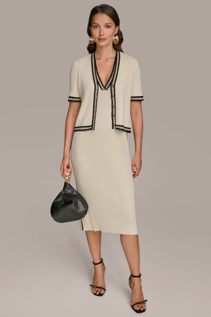 Donna Karan MIDI SHEATH DRESS WITH CARDIGAN