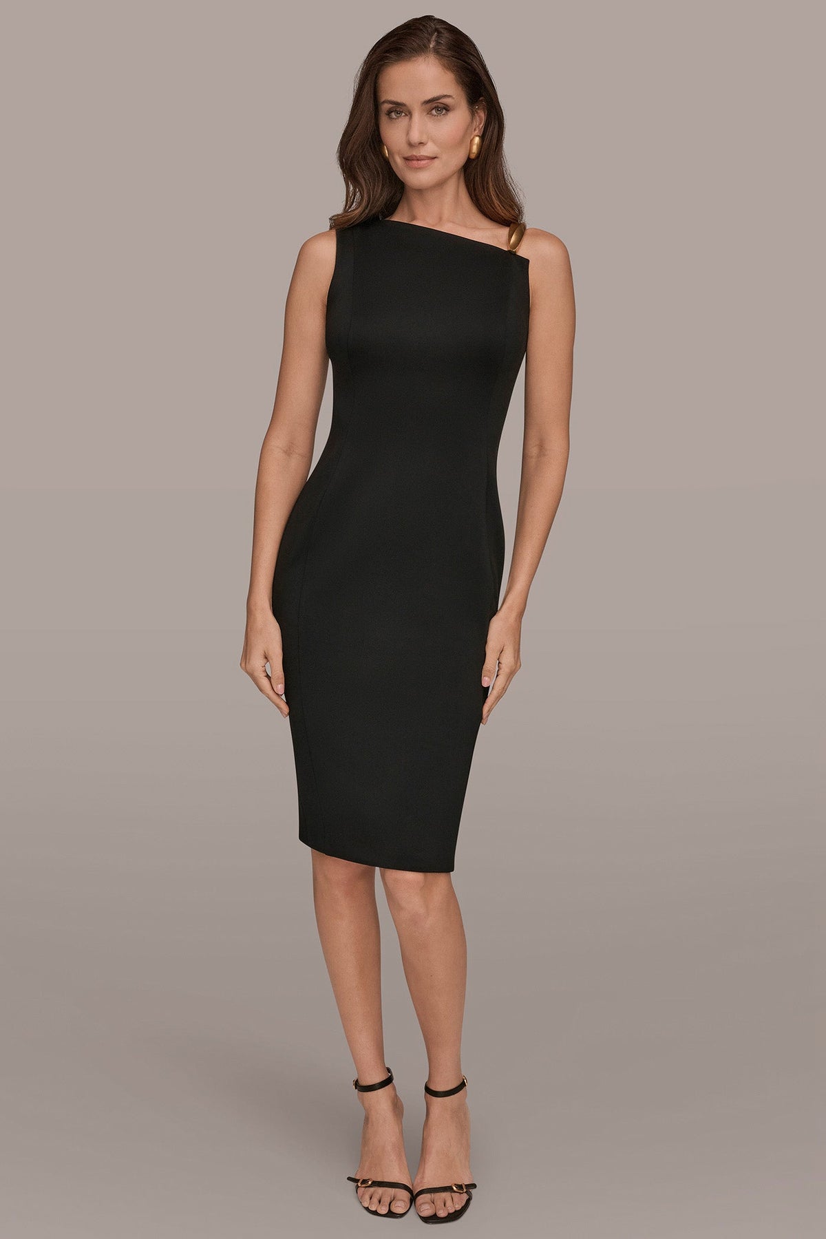 Donna Karan ONE-SHOULDER ASYMMETRIC MIDI SHEATH DRESS