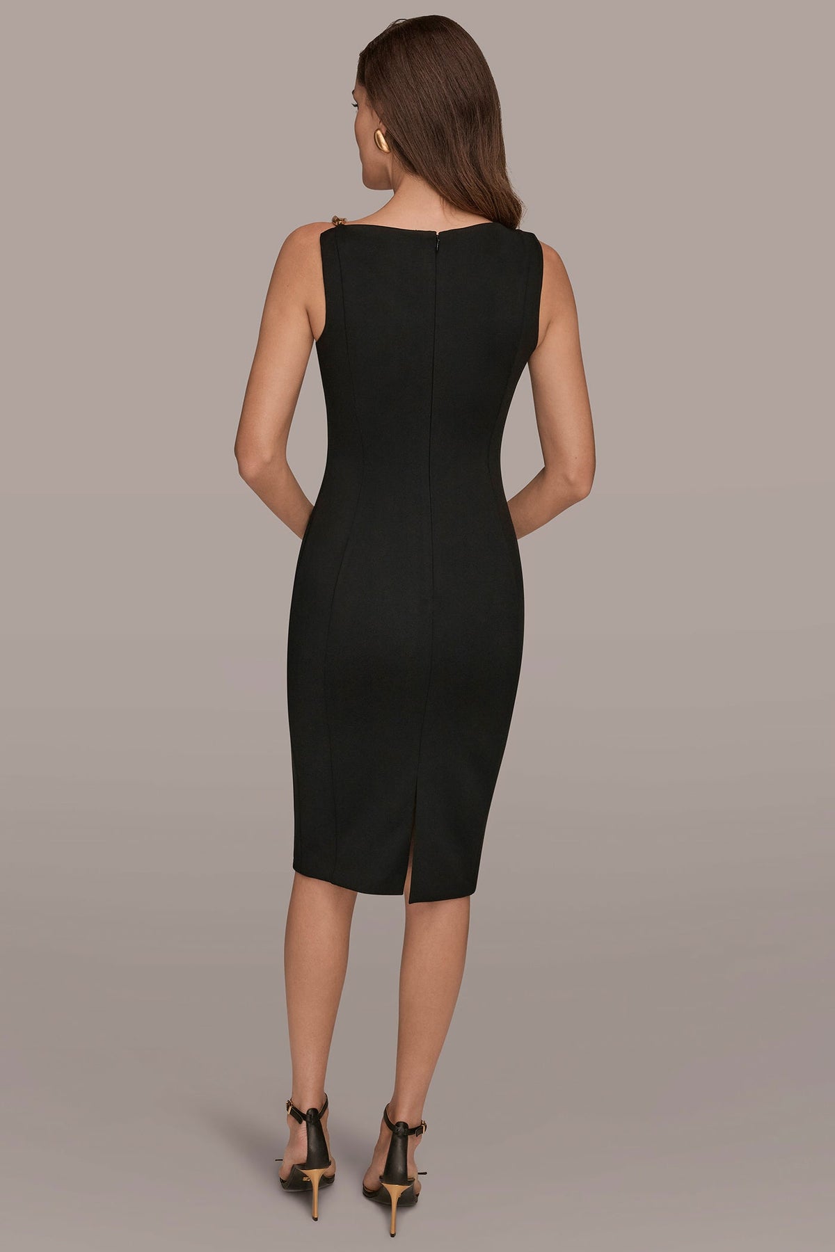 Donna Karan ONE-SHOULDER ASYMMETRIC MIDI SHEATH DRESS