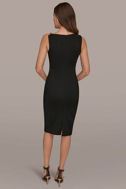 Donna Karan ONE-SHOULDER ASYMMETRIC MIDI SHEATH DRESS