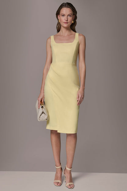 Donna Karan TENCEL WRAP-EFFECT MIDI SHEATH DRESS