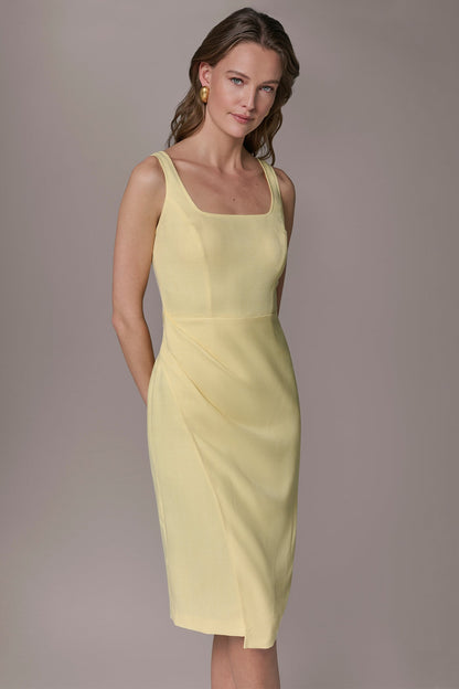 Donna Karan TENCEL WRAP-EFFECT MIDI SHEATH DRESS