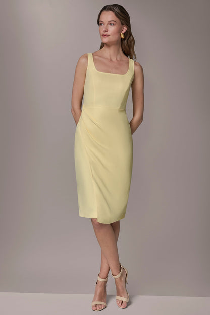 Donna Karan TENCEL WRAP-EFFECT MIDI SHEATH DRESS