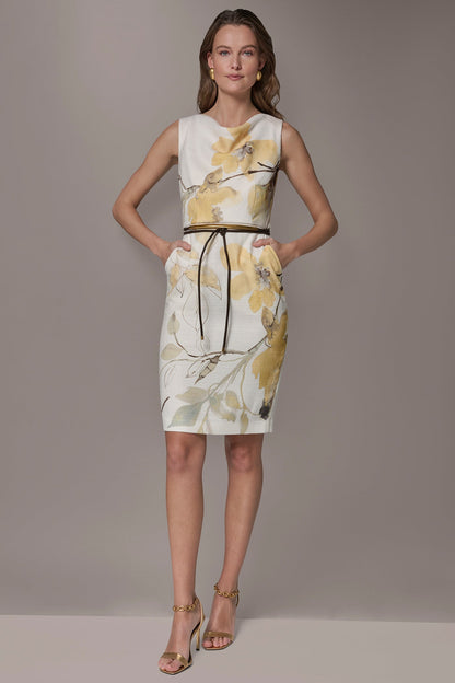 Donna Karan TWEED FLORAL SLEEVELESS SHEATH DRESS
