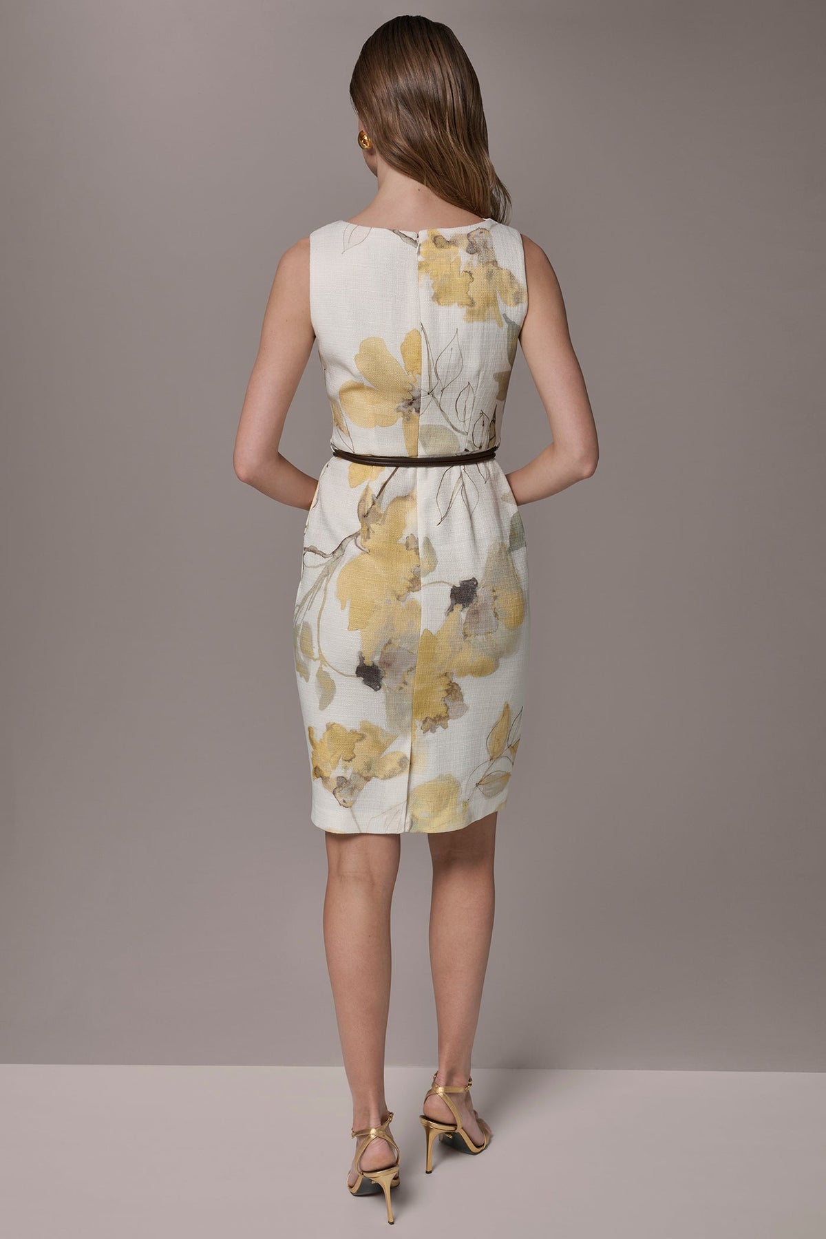 Donna Karan TWEED FLORAL SLEEVELESS SHEATH DRESS