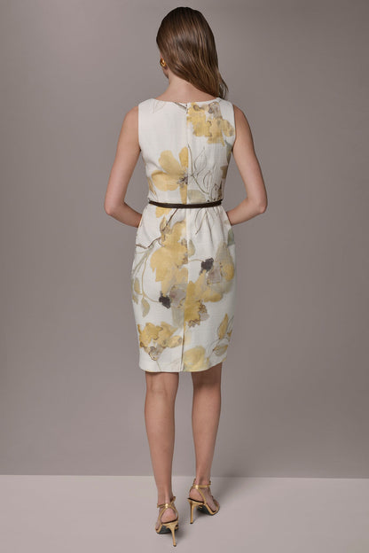 Donna Karan TWEED FLORAL SLEEVELESS SHEATH DRESS