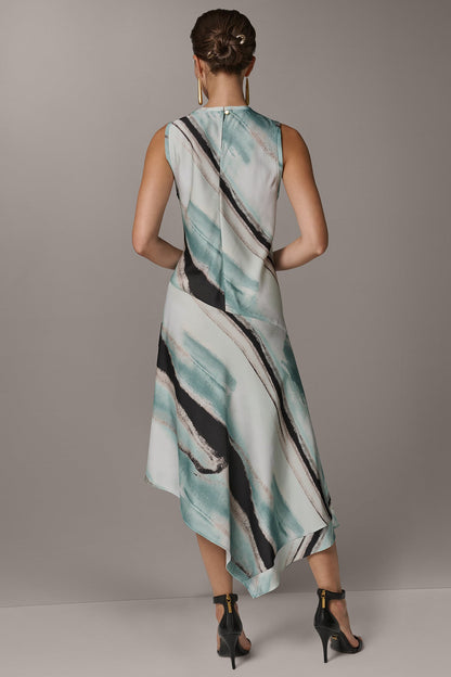 Donna Karan ASYMMETRIC PRINTED MIDI FIT AND FLARE DRESS