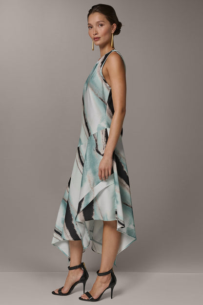 Donna Karan ASYMMETRIC PRINTED MIDI FIT AND FLARE DRESS