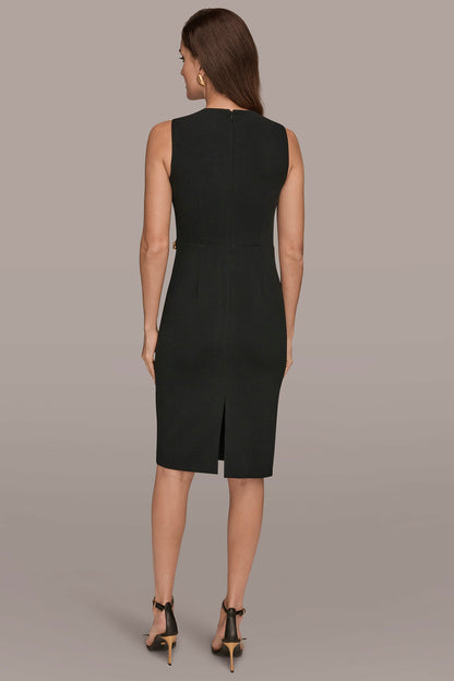 Donna Karan SLEEVELESS PLEATED MIDI SHEATH DRESS