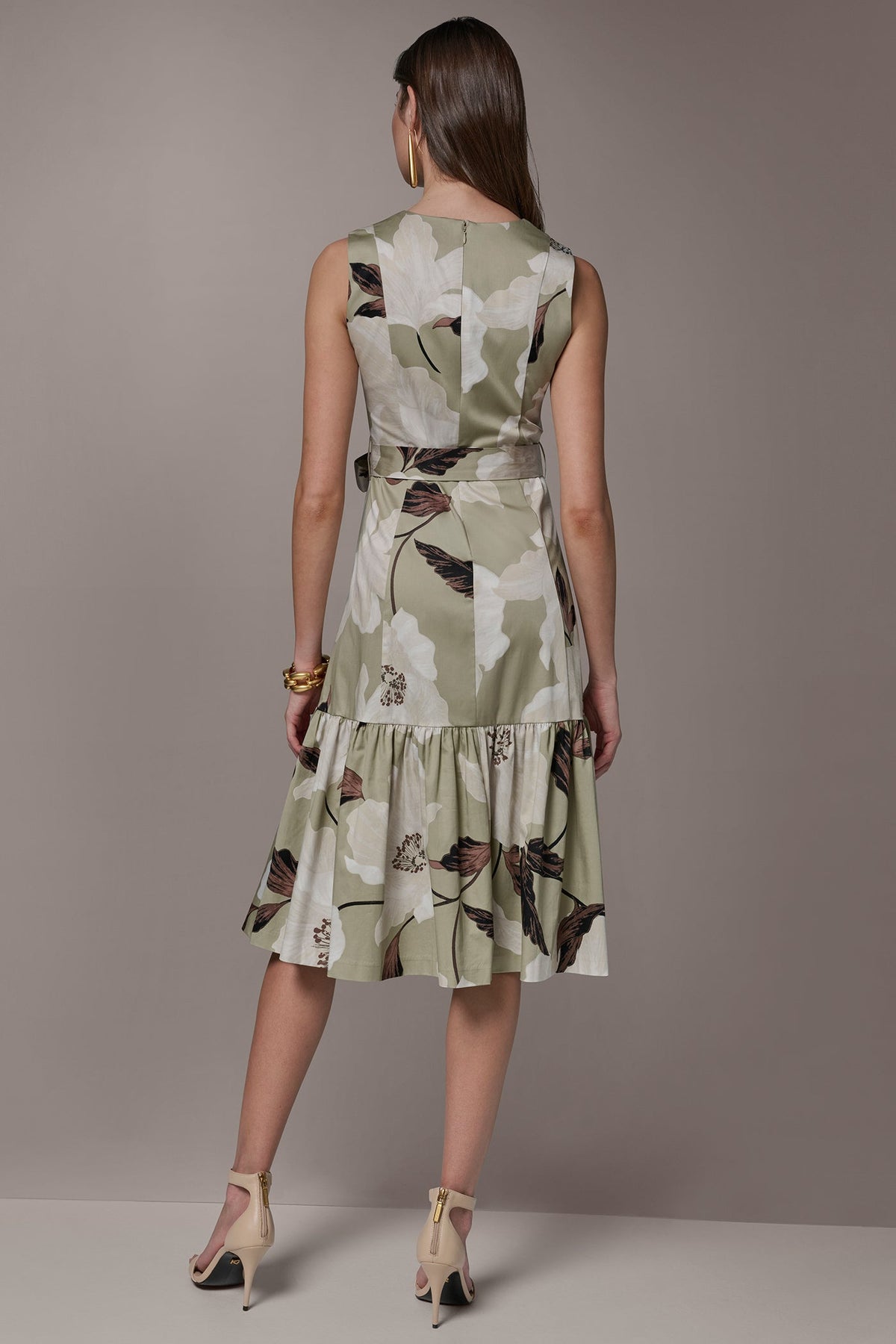 Donna Karan COTTON-SATEEN WRAP MIDI A-LINE DRESS