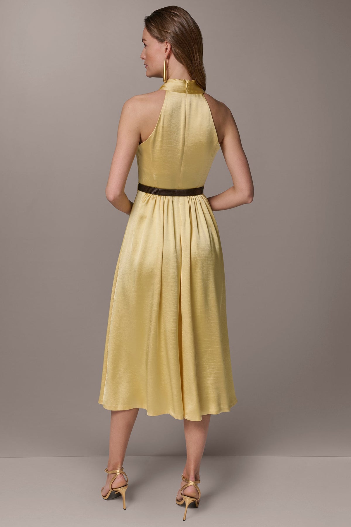 Donna Karan SLEEVELESS COWL-NECK MIDI DRESS