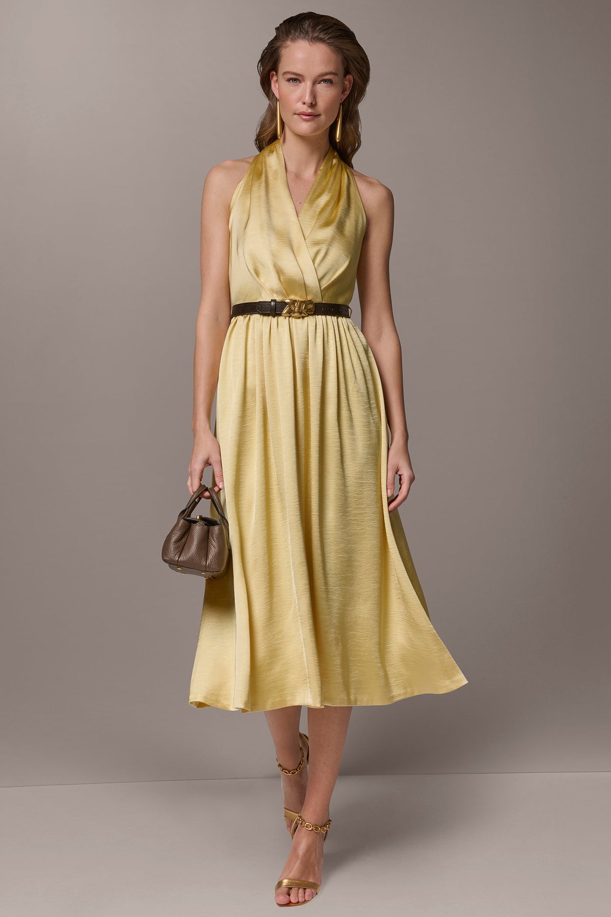 Donna Karan SLEEVELESS COWL-NECK MIDI DRESS