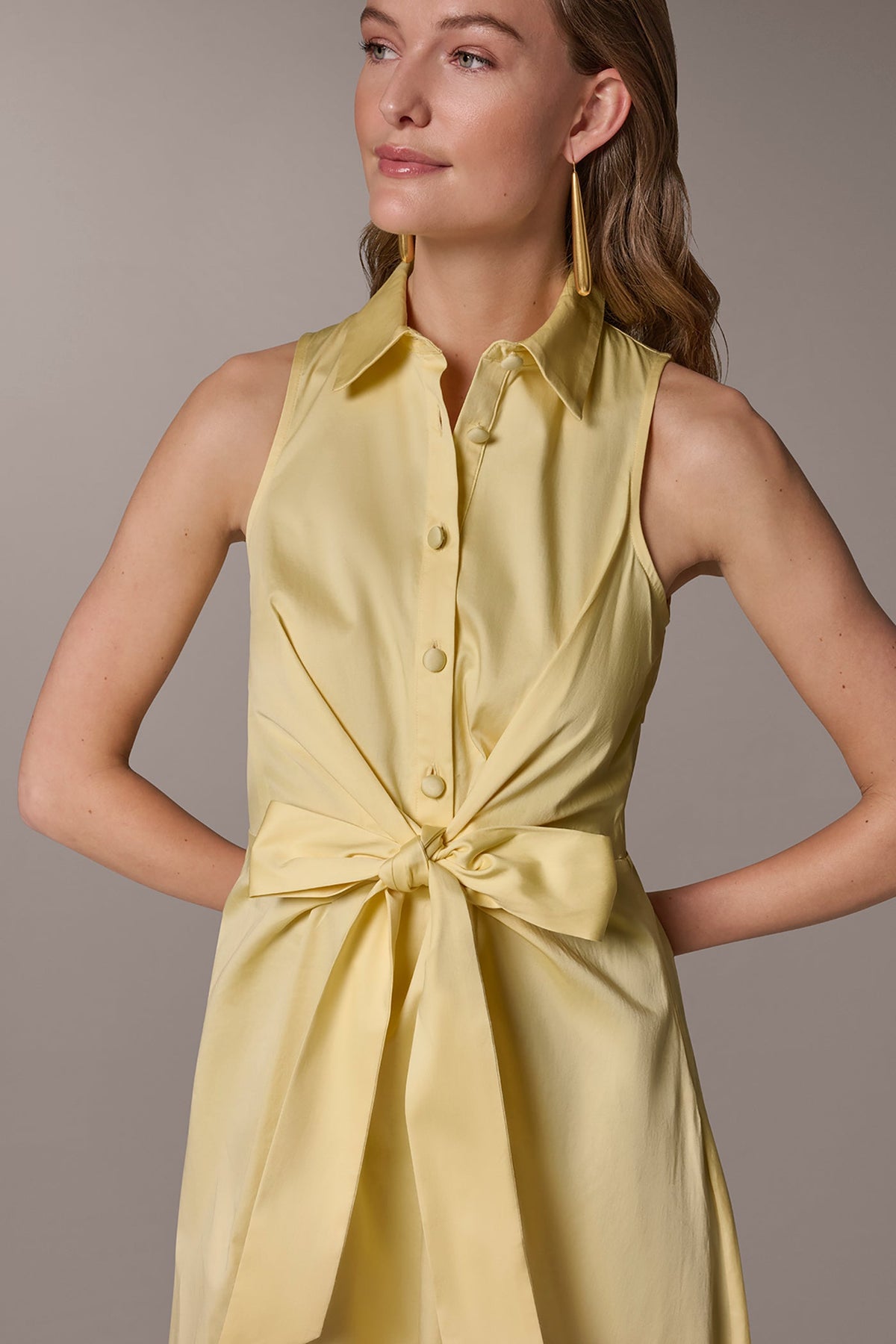 Donna Karan COTTON-SATEEN MIDI SHIRT DRESS
