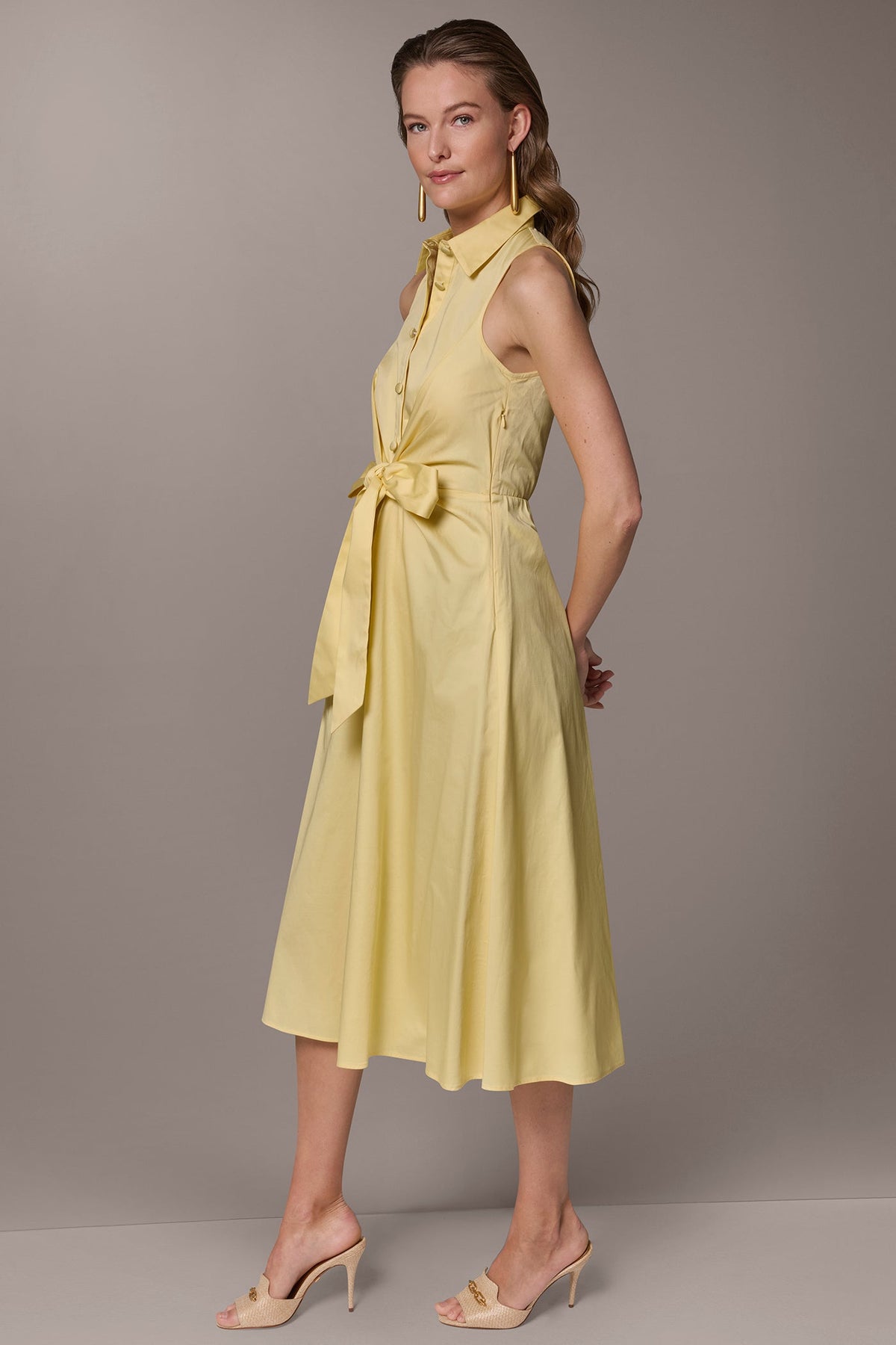 Donna Karan COTTON-SATEEN MIDI SHIRT DRESS