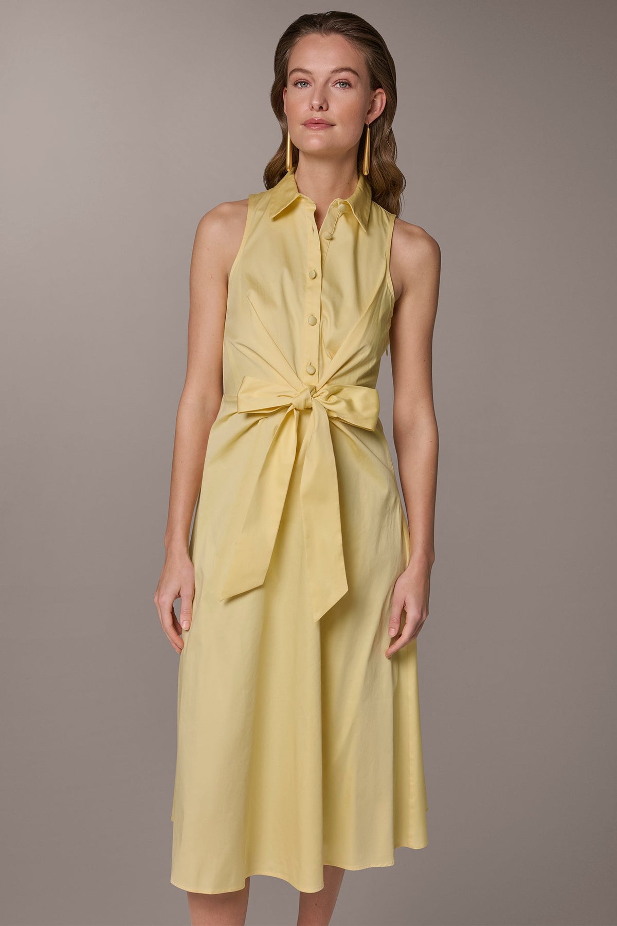 Donna Karan COTTON-SATEEN MIDI SHIRT DRESS