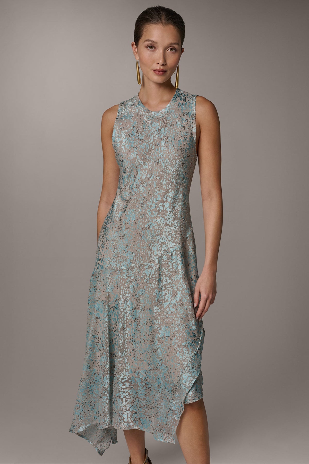 Donna Karan SLEEVELESS MIDI FIT AND FLARE DRESS