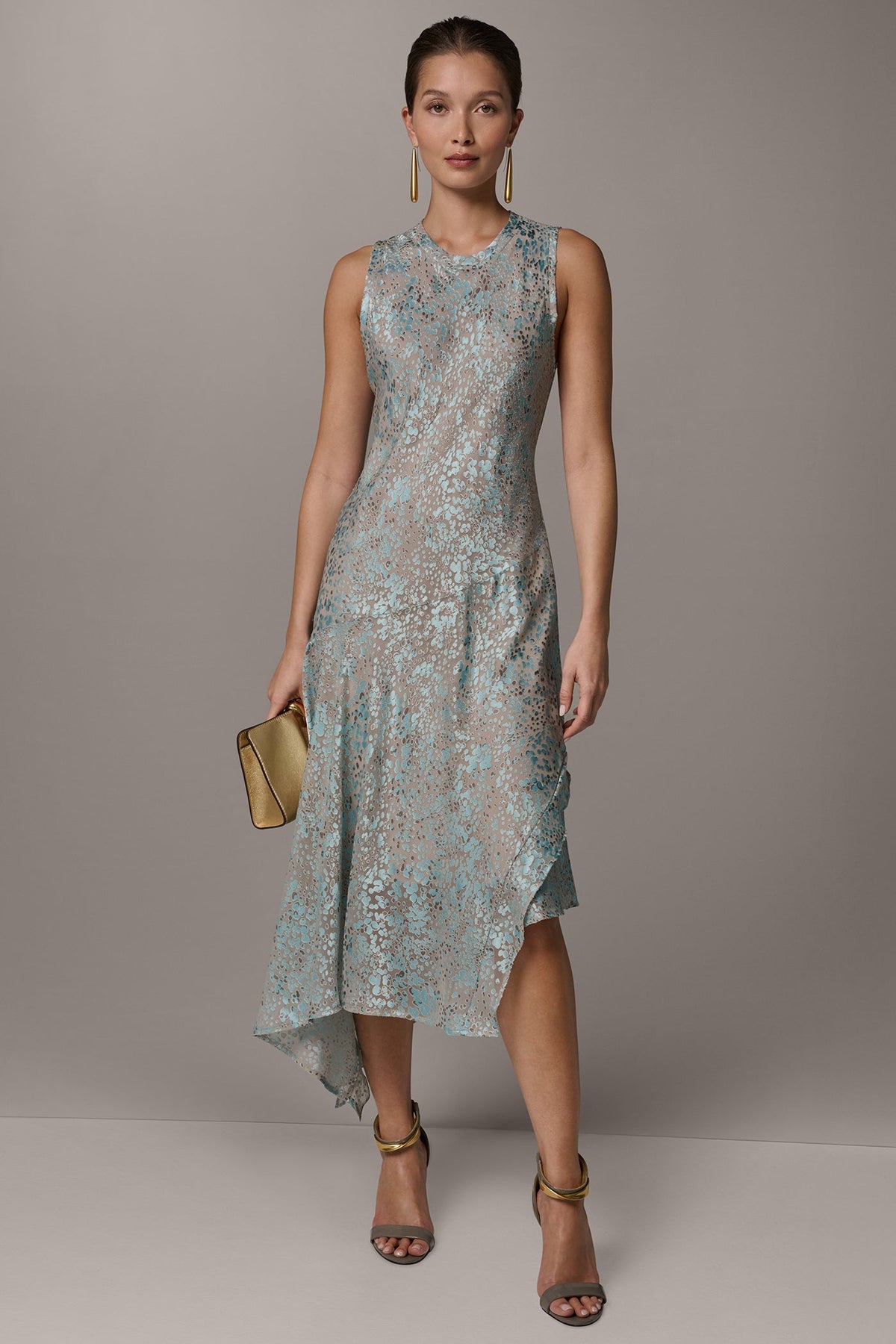 Donna Karan SLEEVELESS MIDI FIT AND FLARE DRESS