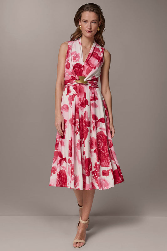 Donna Karan FLORAL MIDI A-LINE DRESS