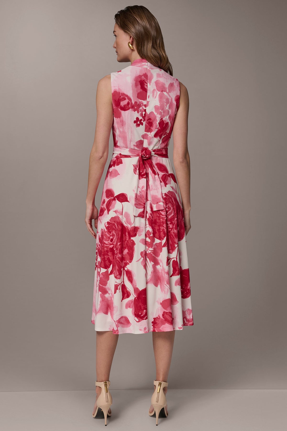 Donna Karan FLORAL MIDI A-LINE DRESS