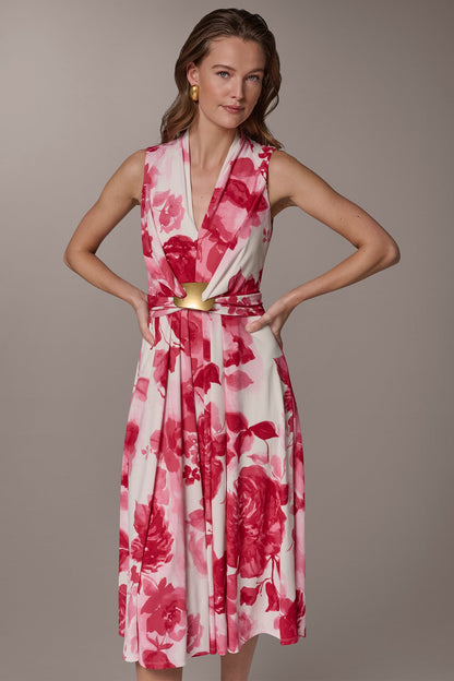 Donna Karan FLORAL MIDI A-LINE DRESS