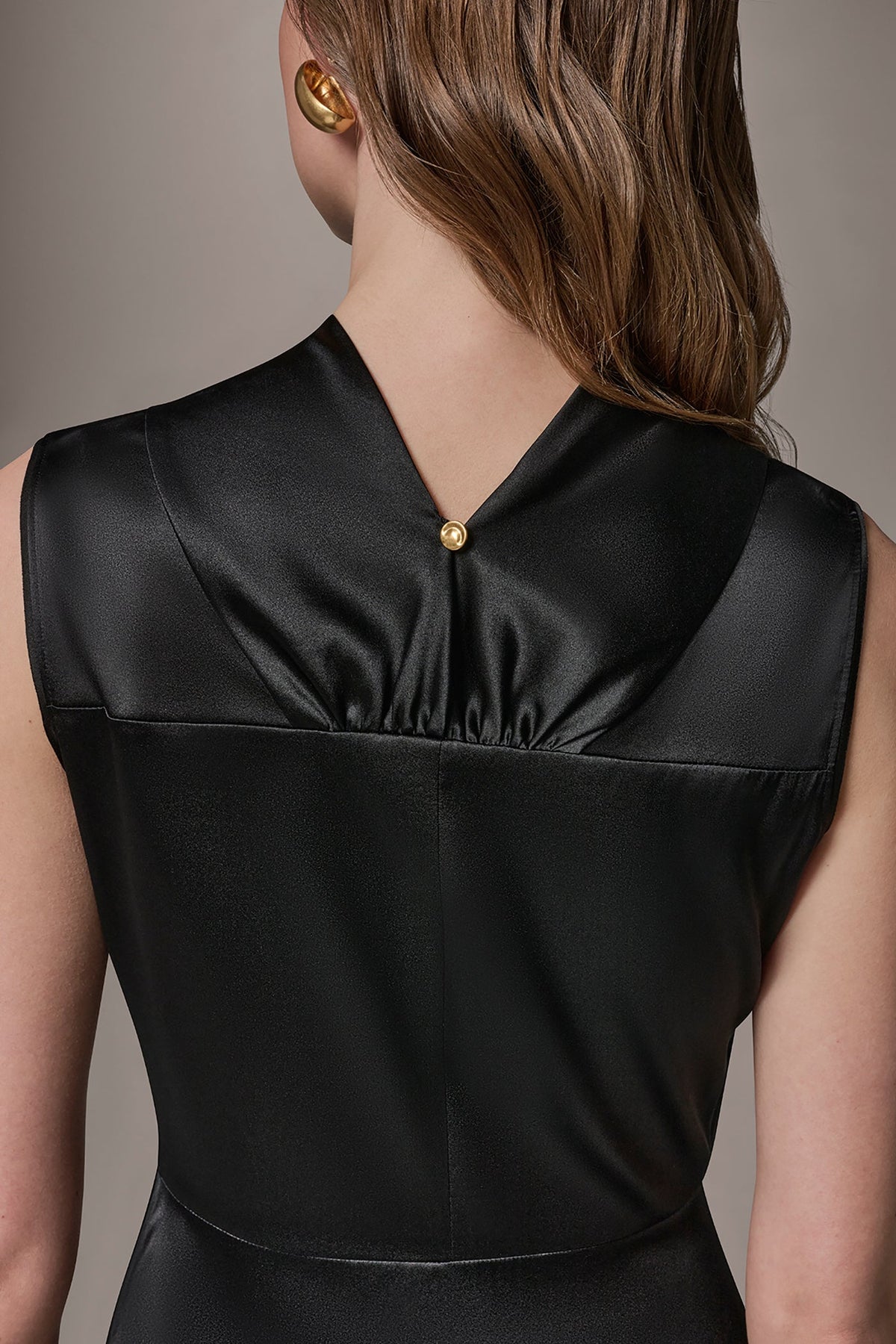 Donna Karan SILK-CHARMEUSE MIDI A-LINE DRESS