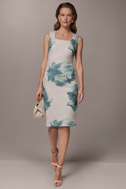 Donna Karan FLORAL MIDI SHEATH DRESS