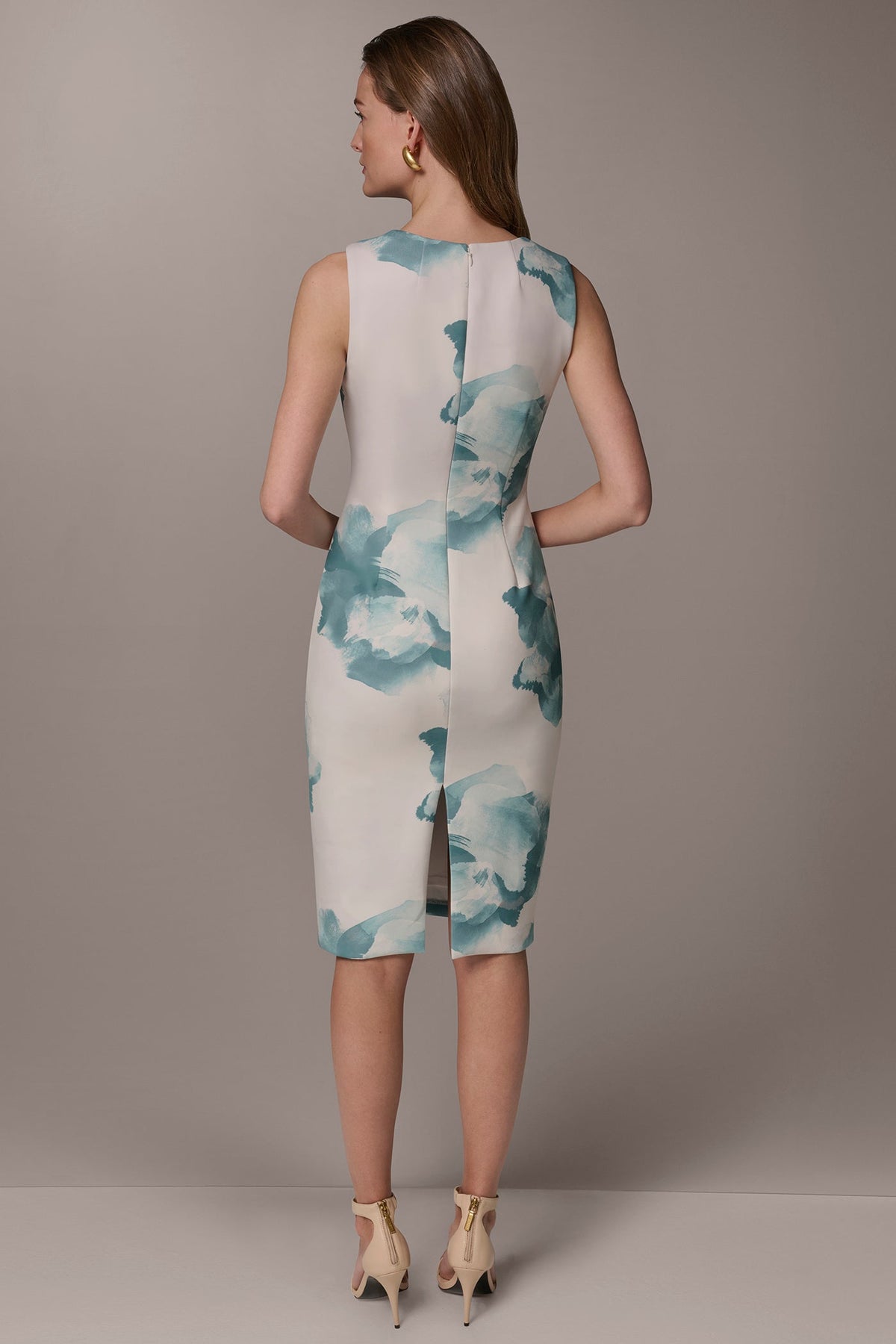 Donna Karan FLORAL MIDI SHEATH DRESS