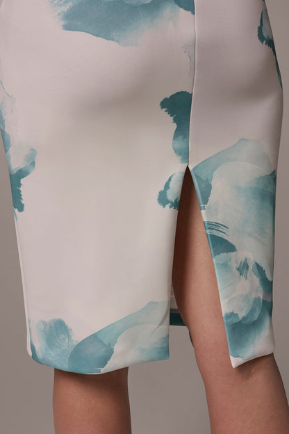 Donna Karan FLORAL MIDI SHEATH DRESS