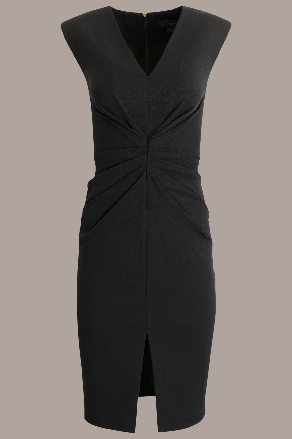 Donna Karan SLEEVELESS SPLIT-FRONT MIDI SHEATH DRESS
