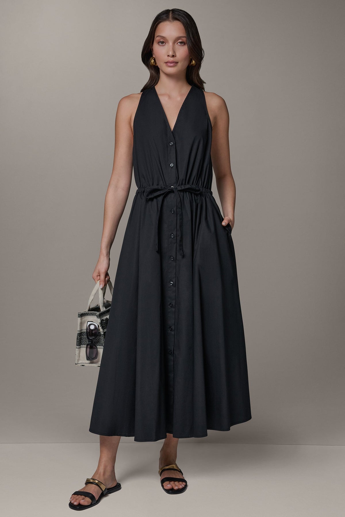 Donna Karan SLEEVELESS MIDI HALTER DRESS