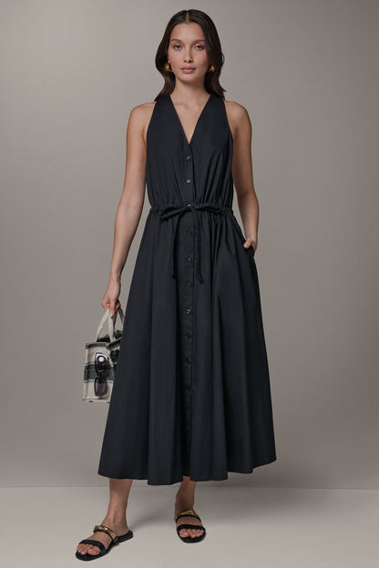 Donna Karan SLEEVELESS MIDI HALTER DRESS