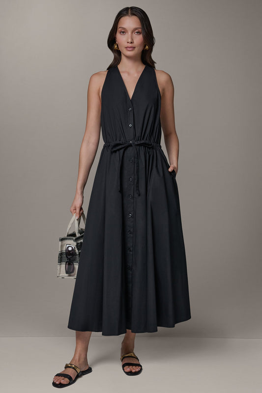 Donna Karan SLEEVELESS MIDI HALTER DRESS