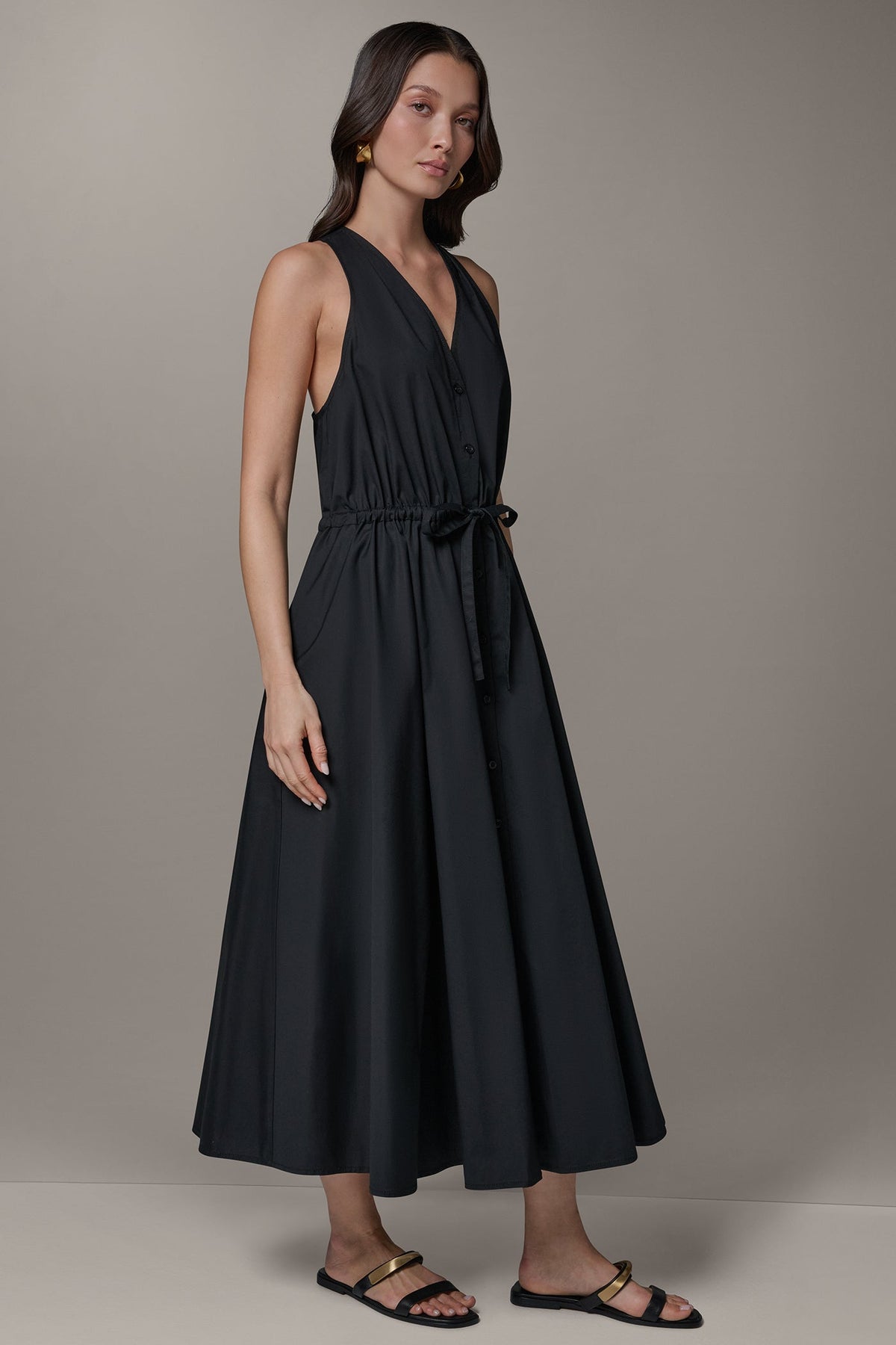 Donna Karan SLEEVELESS MIDI HALTER DRESS