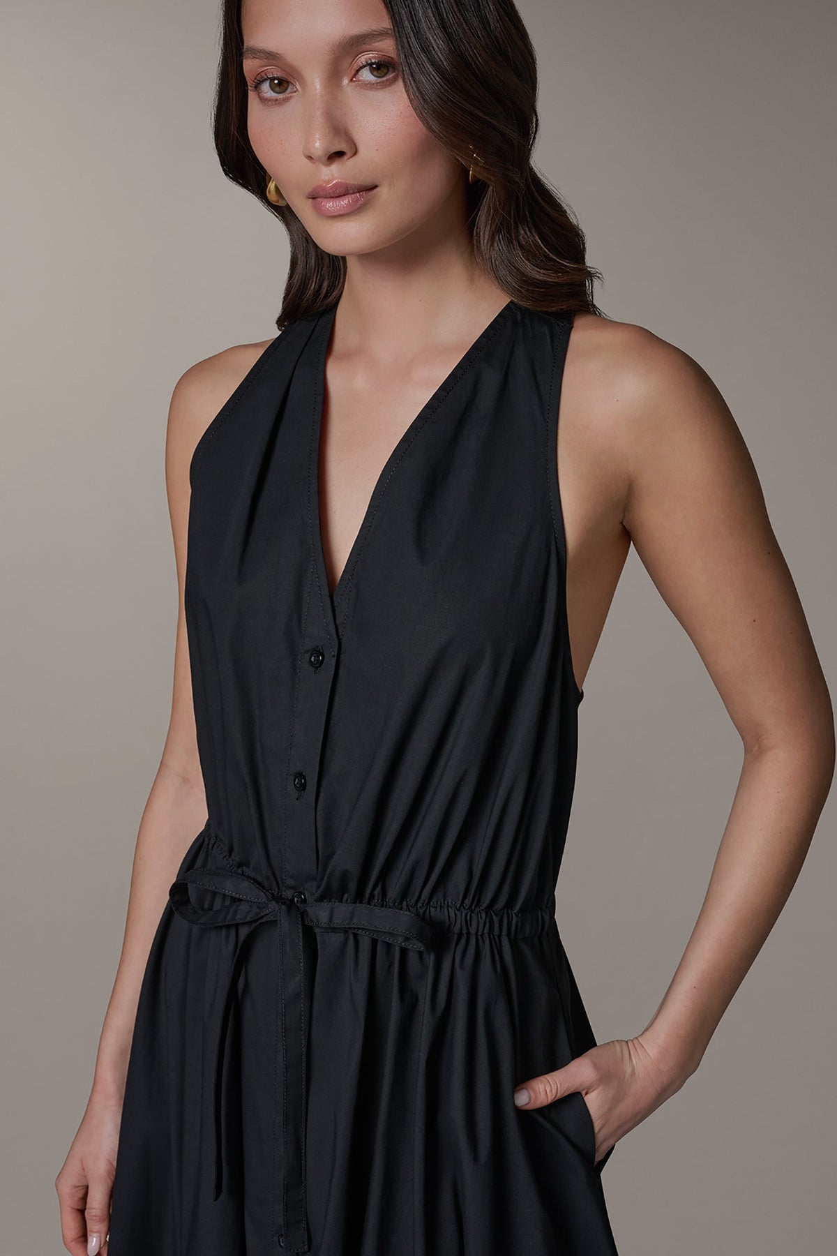 Donna Karan SLEEVELESS MIDI HALTER DRESS