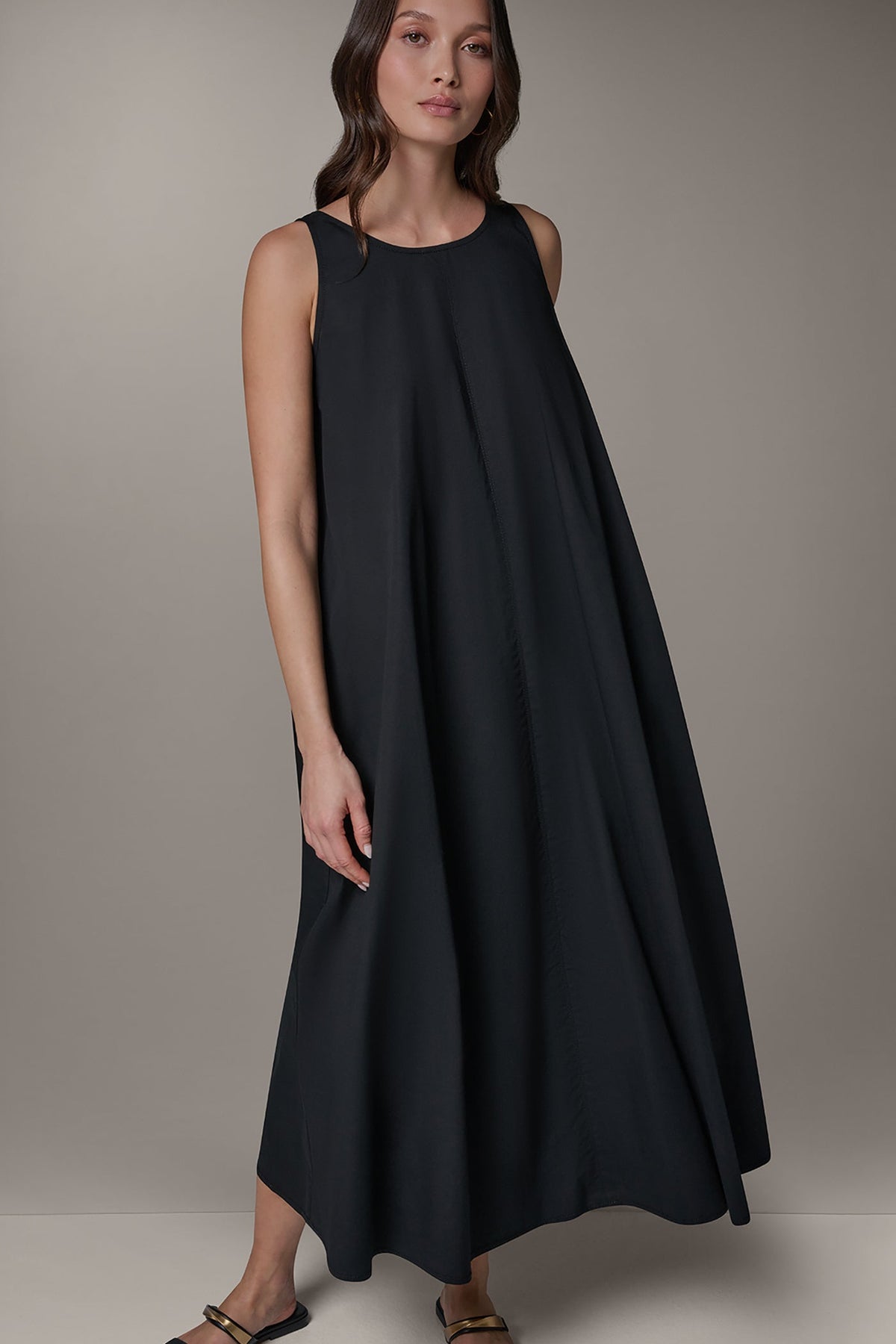 Donna Karan SLEEVELESS MAXI TRAPEZE DRESS