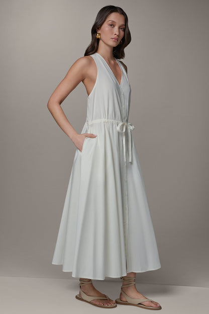 Donna Karan SLEEVELESS MIDI HALTER DRESS