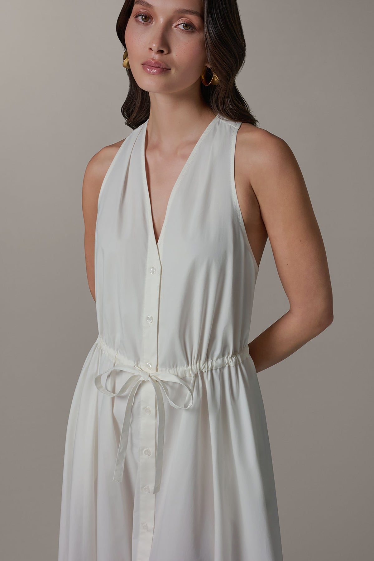 Donna Karan SLEEVELESS MIDI HALTER DRESS